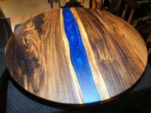Blue epoxy river round coffee table