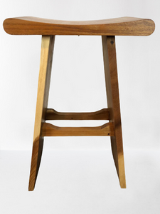 Acacia Wood Japanese-style Saddle Bar Stool 20 X 12 X 30 in Teak Oil