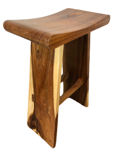 Acacia Wood Japanese-style Saddle Bar Stool 20 X 12 X 30 in Teak Oil