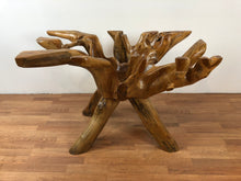 Teak root wood rectangular dining table with beveled glass top 48"