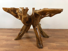 Teak root wood rectangular dining table with beveled glass top 48"