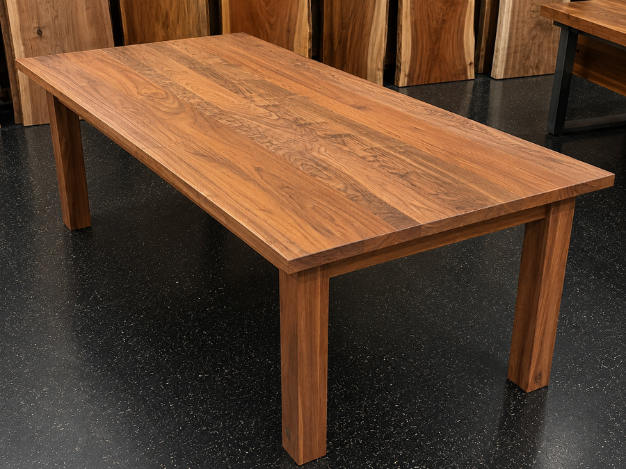Rectangular Walnut Wood Dining Table with Four Corner Legs – R-Home ...