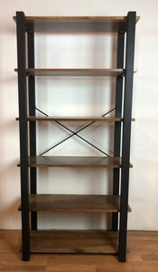 Custom Walnut Wood Bookshelf with Metal Frame | Modern Contemporary Industrial