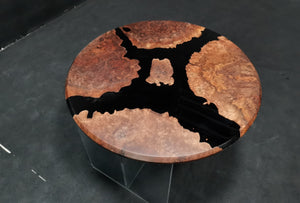 Walnut Burl Epoxy Resin Round Table Top, Black Epoxy | Walnut Wood Round Table | Burl Wood Epoxy Resin Table Top 36" Round