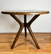 36” Round Walnut Wood Table with Solid Beech Wood Pedestal Base