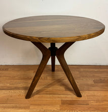 36” Round Walnut Wood Table with Solid Beech Wood Pedestal Base