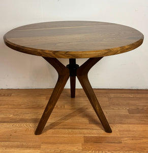 36” Round Walnut Wood Table with Solid Beech Wood Pedestal Base