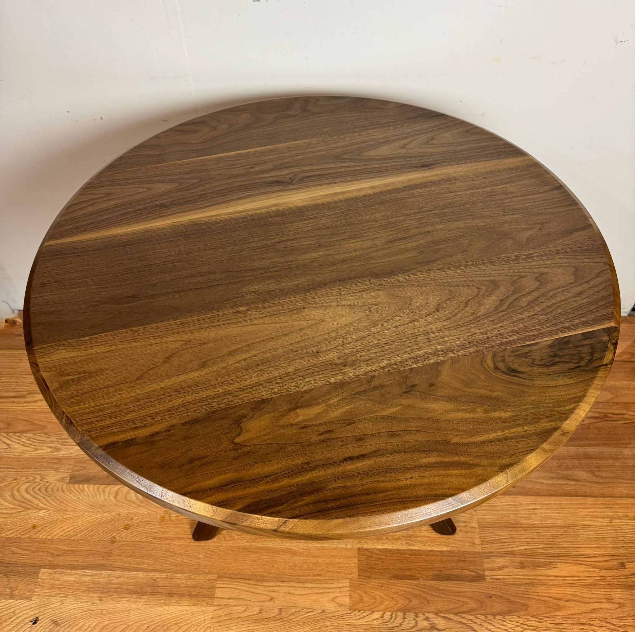 Round Walnut Color Table 36” Round Walnut Wood Table with Solid Beech Wood Pedestal Base ...