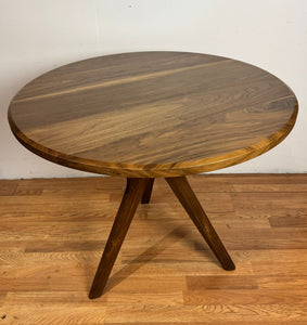 36” Round Walnut Wood Table with Solid Beech Wood Pedestal Base