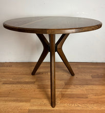 36” Round Walnut Wood Table with Solid Beech Wood Pedestal Base