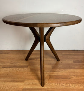 36” Round Walnut Wood Table with Solid Beech Wood Pedestal Base