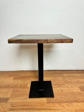 Walnut Wood Epoxy Turquoise Side Table with Pedestal Metal Leg – 18" x 14" x 23.5”