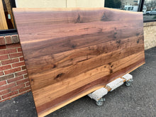 Rustic modern acacia wood slab table with natural edge