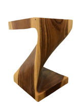 Acacia Wood Z Twist Stool 12 X 12 X 18 in Teak Oil | Side Table | End Table | Plant Stand | Dining Table Seating