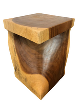 Acacia Wood Z Twist Stool 12 X 12 X 18 in Teak Oil | Side Table | End Table | Plant Stand | Dining Table Seating