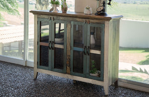 Antique multicolor console 4 Glass Doors