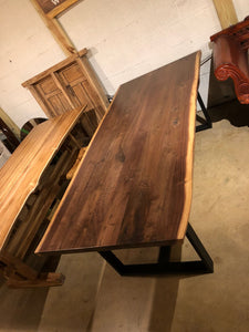 Live edge walnut with trisquare metal base