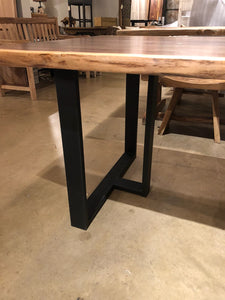 Live edge walnut with trisquare metal base