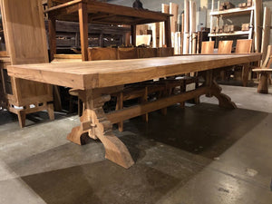 11-foot Dining Table from Reclaimed Teak with Architectural Base