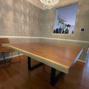 Square acacia dining table