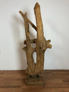 Teak wood free form floor standing art piece rare and one of a kind sculpture