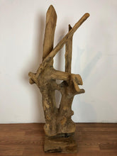 Teak wood free form floor standing art piece rare and one of a kind sculpture