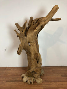 Teak wood free form floor standing art piece rare and one of a kind sculpture