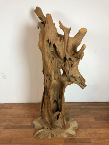 Teak wood free form floor standing art piece rare and one of a kind sculpture
