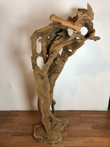 Teak wood free form floor standing art piece rare and one of a kind sculpture