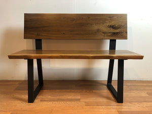 Custom walnut live edge wood bench