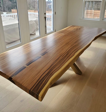 Live edge acacia wood dining table
