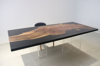 E13 Live edge walnut wood slab dining table top with epoxy 84