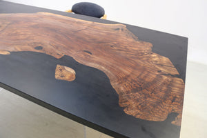 E13 Live edge walnut wood slab dining table top with epoxy 84" x 40"