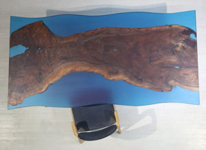 E14 Live edge walnut wood slab dining table top with epoxy 79" x 40"