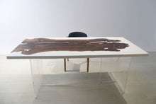 E3 Live edge walnut wood slab dining table top with epoxy 74" x 36"