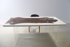 E3 Live edge walnut wood slab dining table top with epoxy 74" x 36"