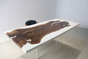 E3 Live edge walnut wood slab dining table top with epoxy 74" x 36"