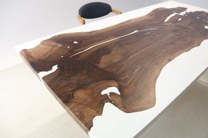 E3 Live edge walnut wood slab dining table top with epoxy 74" x 36"