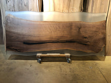 E15 Live edge walnut wood slab dining table top with epoxy 96" x 42"