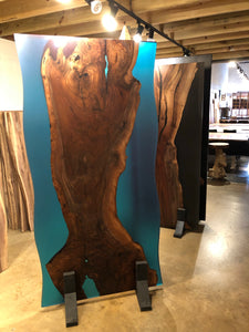 E14 Live edge walnut wood slab dining table top with epoxy 79" x 40"