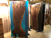 E14 Live edge walnut wood slab dining table top with epoxy 79" x 40"