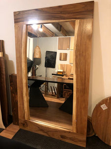 Live edge acacia wood slab mirror