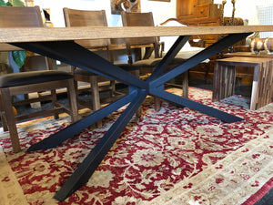 Reclaimed barn oak wood dining table in modern contemporary