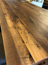 Reclaimed barn oak wood dining table in modern contemporary