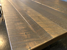 Reclaimed barnwood dining table in dark gray washed finish