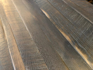 Reclaimed barnwood dining table in dark gray washed finish