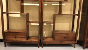 Teak wood twin bookcase / bookshelf