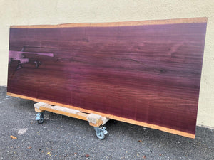 Live edge purple heart wood slab dining table top