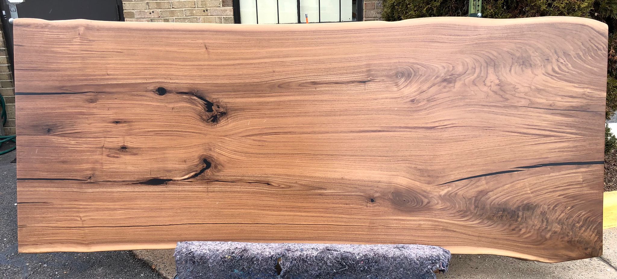 W22-9942 Bookmatch live edge walnut wood slab
