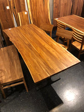 Live edge teak wood dining table 79 x 37 with metal base